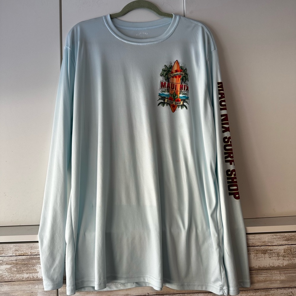 🌊 Beantown Apparel Maui Nix Surf Shop Performance Fishing Shirt XXL
